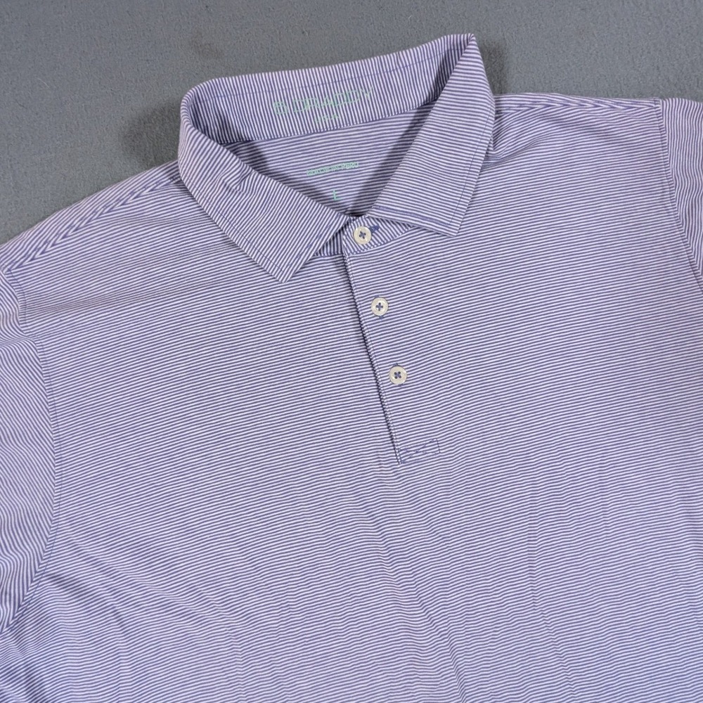 B. Draddy Golf Polo Shirt Mens Large Striped Pima Cotton Stretch Short Sleeve